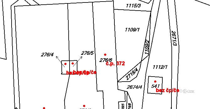 Kunčina 372 na parcele st. 276/6 v KÚ Kunčina, Katastrální mapa