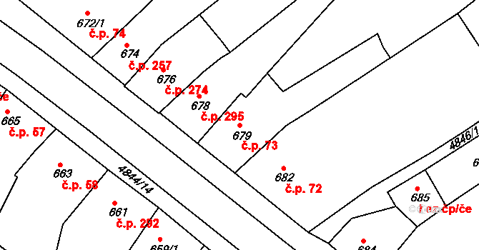 Choceňské Předměstí 73, Vysoké Mýto na parcele st. 679 v KÚ Vysoké Mýto, Katastrální mapa