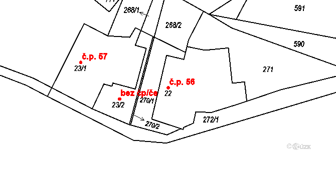 Leština 56, Slapsko na parcele st. 22 v KÚ Slapsko, Katastrální mapa