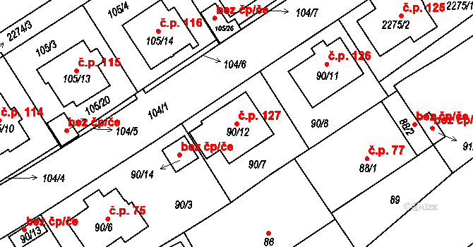 Plzeňské Předměstí 127, Horšovský Týn na parcele st. 90/12 v KÚ Horšovský Týn, Katastrální mapa