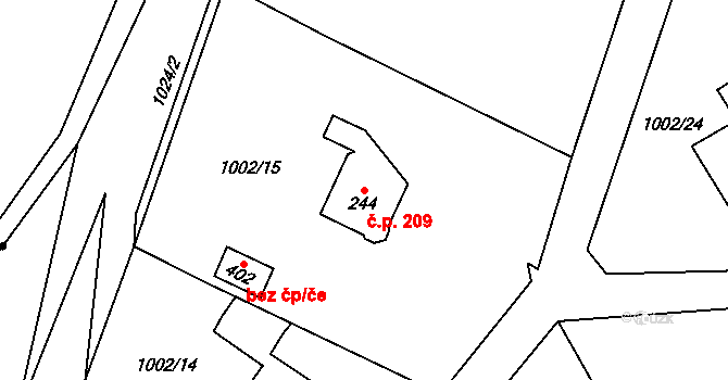 Velká Ves 209, Broumov na parcele st. 244 v KÚ Velká Ves u Broumova, Katastrální mapa