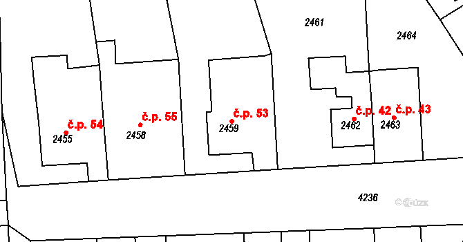 Cihelny 53, Jaroměř na parcele st. 2459 v KÚ Jaroměř, Katastrální mapa
