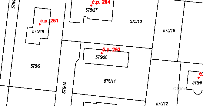 Neplachovice 263 na parcele st. 575/26 v KÚ Neplachovice, Katastrální mapa