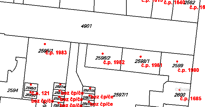 Louny 1982 na parcele st. 2598/2 v KÚ Louny, Katastrální mapa