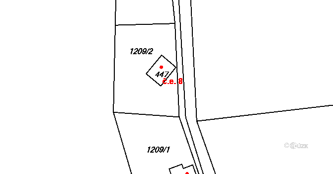 Nepomuk 8 na parcele st. 447 v KÚ Nepomuk, Katastrální mapa