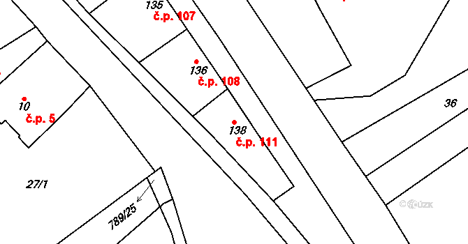 Merklovice 111, Vamberk na parcele st. 138 v KÚ Merklovice, Katastrální mapa