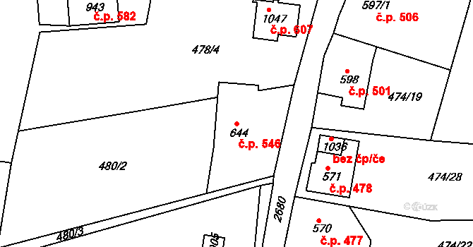 Šumburk nad Desnou 546, Tanvald na parcele st. 644 v KÚ Šumburk nad Desnou, Katastrální mapa