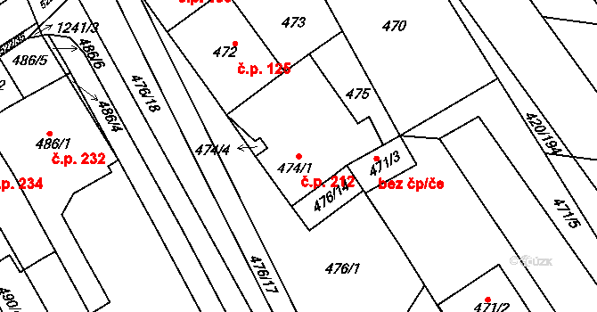 Zarazice 212, Veselí nad Moravou na parcele st. 474/1 v KÚ Zarazice, Katastrální mapa