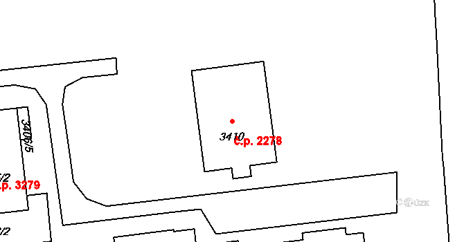 Kročehlavy 2278, Kladno na parcele st. 3410 v KÚ Kročehlavy, Katastrální mapa