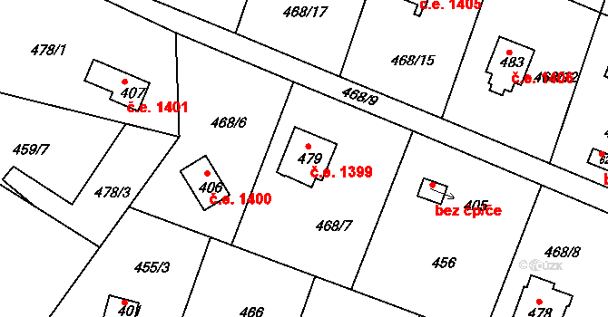 Ládví 1399, Kamenice na parcele st. 479 v KÚ Ládví, Katastrální mapa