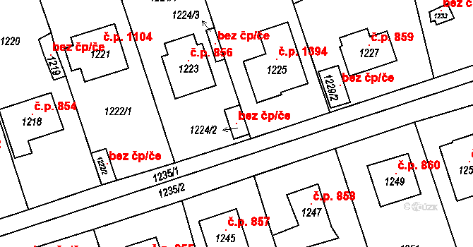 Černošice 147062187 na parcele st. 1224/2 v KÚ Černošice, Katastrální mapa