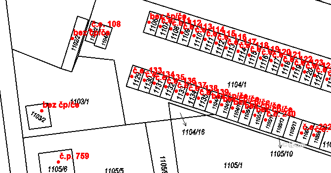 Hrádek nad Nisou 136 na parcele st. 1132 v KÚ Hrádek nad Nisou, Katastrální mapa