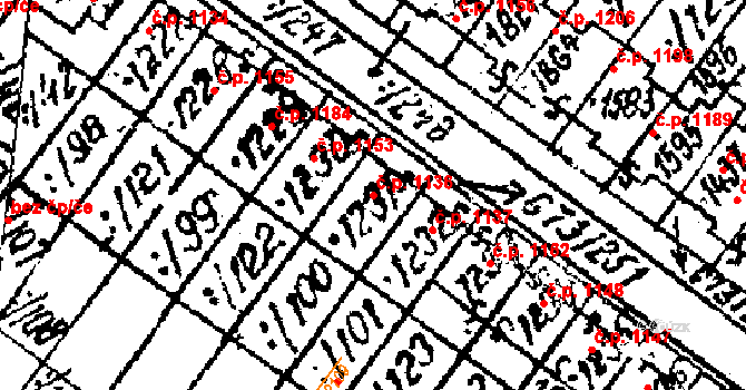 Lanžhot 1136 na parcele st. 1230 v KÚ Lanžhot, Katastrální mapa