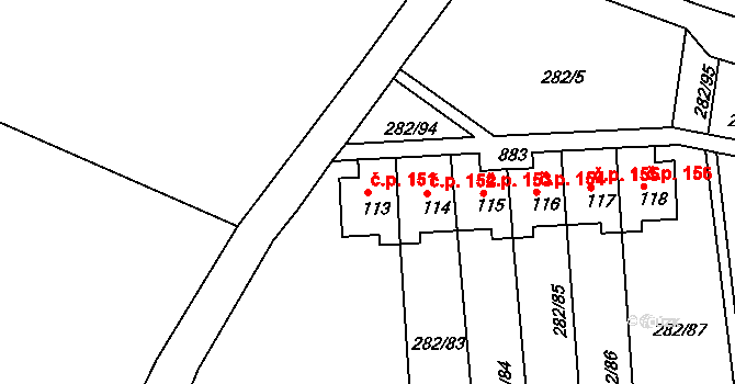Předonín 151, Bechlín na parcele st. 113 v KÚ Předonín, Katastrální mapa