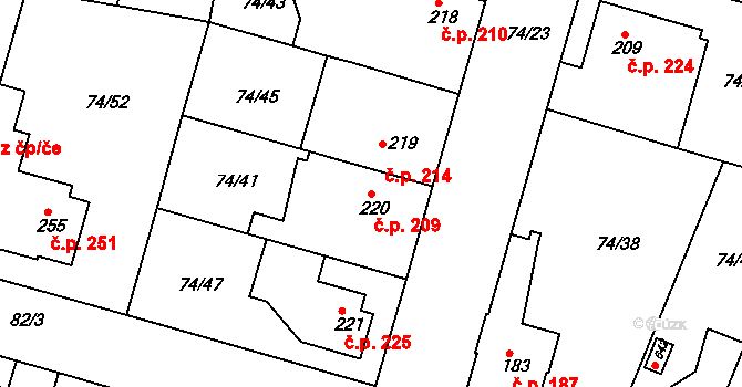 Litol 209, Lysá nad Labem na parcele st. 220 v KÚ Litol, Katastrální mapa
