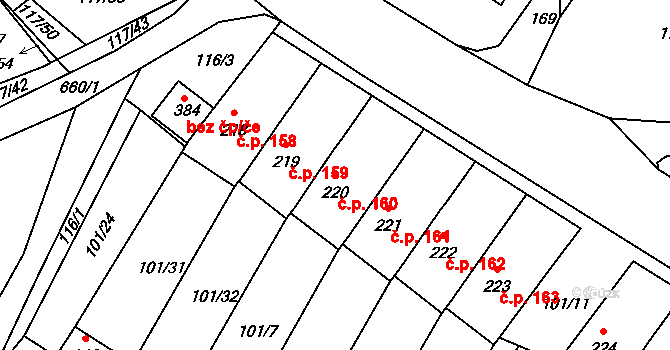 Cerekvice nad Loučnou 160 na parcele st. 220 v KÚ Cerekvice nad Loučnou, Katastrální mapa