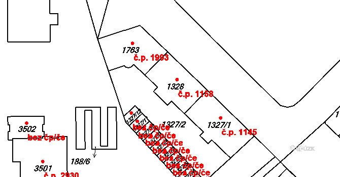 Břeclav 1158 na parcele st. 1328 v KÚ Břeclav, Katastrální mapa