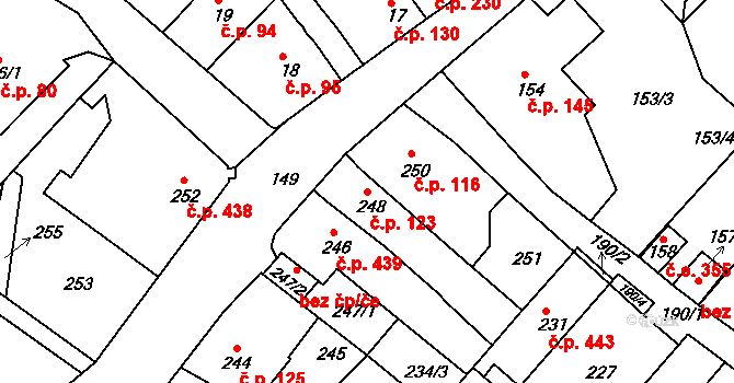 Bosonohy 123, Brno na parcele st. 248 v KÚ Bosonohy, Katastrální mapa