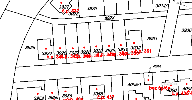 Záběhlice 348, Praha na parcele st. 3929 v KÚ Záběhlice, Katastrální mapa