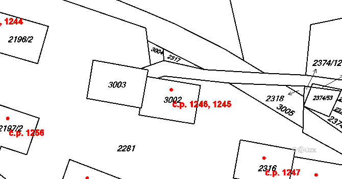 Braník 1245,1246, Praha na parcele st. 3002 v KÚ Braník, Katastrální mapa
