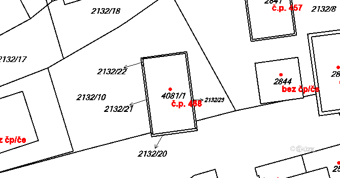 Horní Předměstí 468, Trutnov na parcele st. 4081/1 v KÚ Trutnov, Katastrální mapa