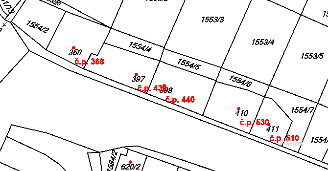 Rosice 440 na parcele st. 398 v KÚ Rosice u Brna, Katastrální mapa