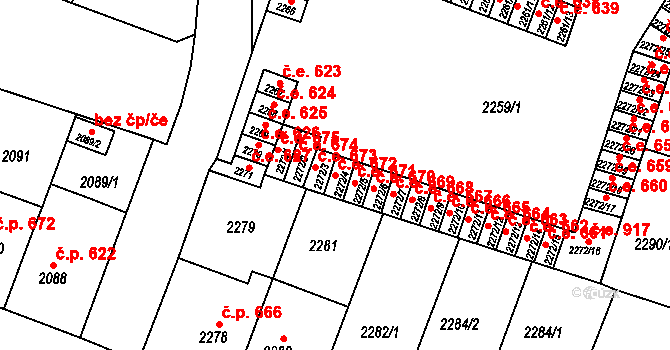 Kuřim 672 na parcele st. 2272/4 v KÚ Kuřim, Katastrální mapa