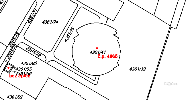 Jihlava 4865 na parcele st. 4361/41 v KÚ Jihlava, Katastrální mapa