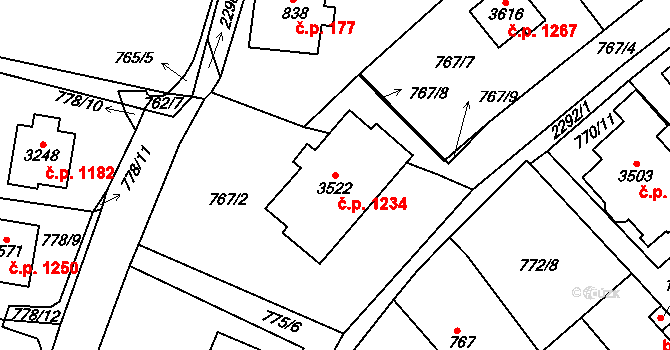 Sušice II 1234, Sušice na parcele st. 3522 v KÚ Sušice nad Otavou, Katastrální mapa