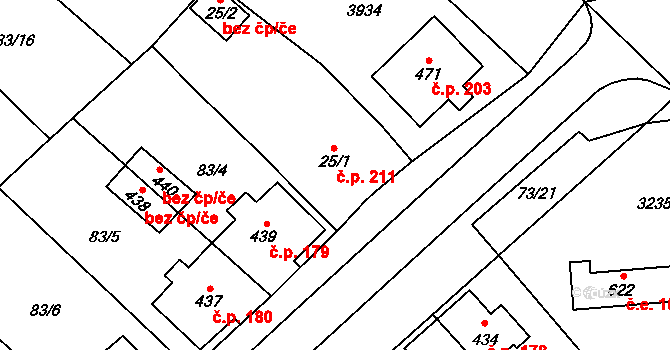 Brod nad Dyjí 211 na parcele st. 25/1 v KÚ Brod nad Dyjí, Katastrální mapa