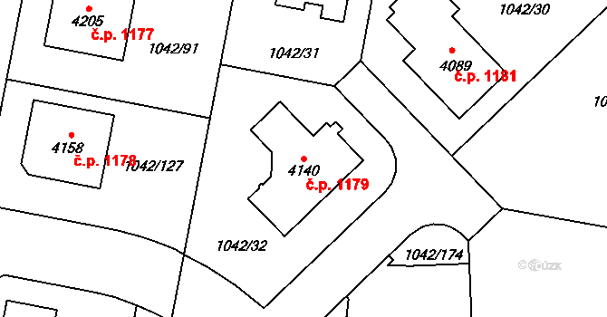 Valdické Předměstí 1179, Jičín na parcele st. 4140 v KÚ Jičín, Katastrální mapa
