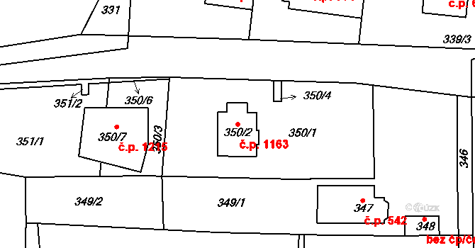 Řevnice 1163 na parcele st. 350/2 v KÚ Řevnice, Katastrální mapa
