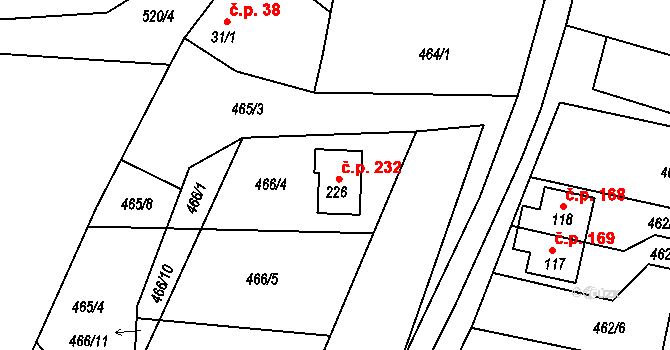 Klení 232, Benešov nad Černou na parcele st. 226 v KÚ Klení, Katastrální mapa