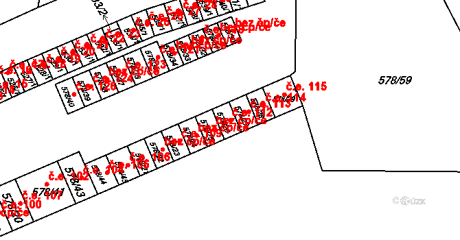 Sokolnice 112 na parcele st. 578/26 v KÚ Sokolnice, Katastrální mapa
