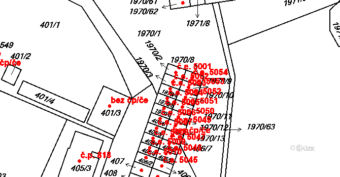 Kamenice nad Lipou 5003 na parcele st. 1970/4 v KÚ Kamenice nad Lipou, Katastrální mapa