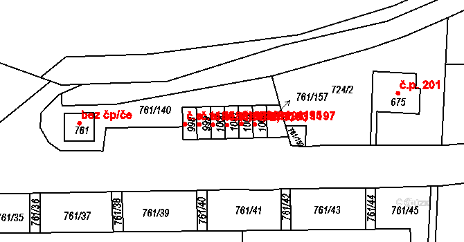 Děčín IX-Bynov 1192,1193, Děčín na parcele st. 1001 v KÚ Bynov, Katastrální mapa