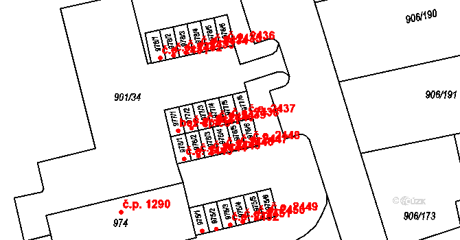 Malenovice 2438, Zlín na parcele st. 977/5 v KÚ Malenovice u Zlína, Katastrální mapa