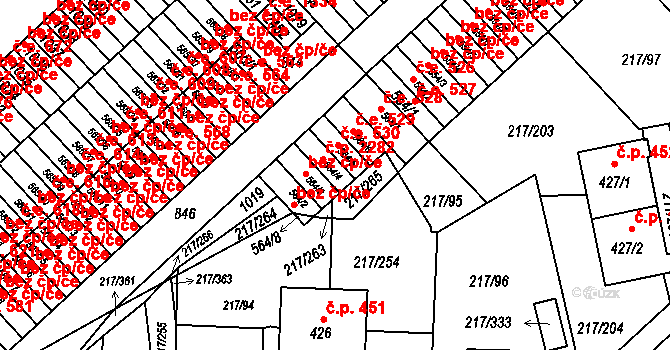 Sezimovo Ústí 2282 na parcele st. 564/4 v KÚ Sezimovo Ústí, Katastrální mapa
