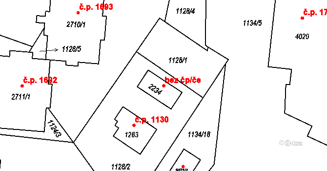 Rožnov pod Radhoštěm 39569187 na parcele st. 2234 v KÚ Rožnov pod Radhoštěm, Katastrální mapa