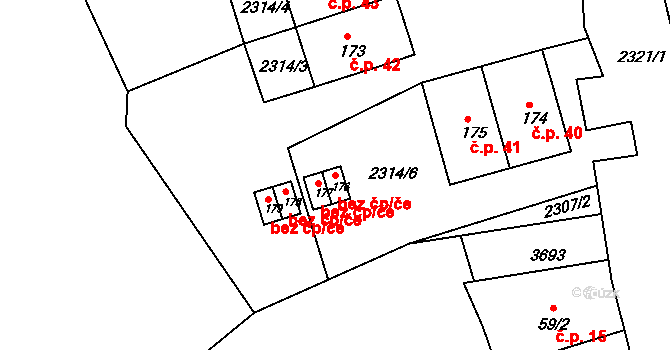 Rožmitál na Šumavě 41217187 na parcele st. 176 v KÚ Hněvanov, Katastrální mapa