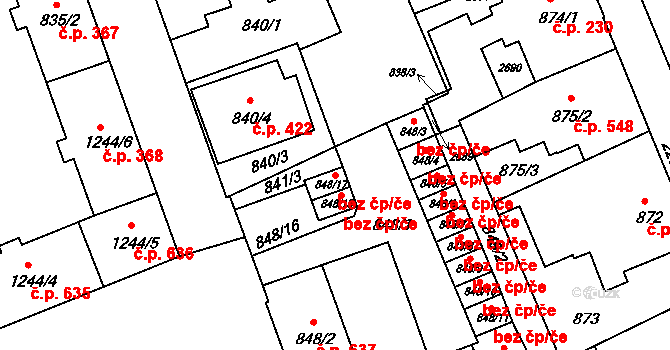 Třinec 42004187 na parcele st. 848/17 v KÚ Třinec, Katastrální mapa