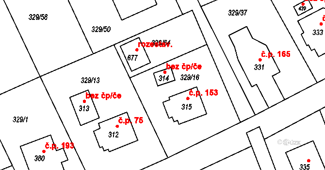 Soběšovice 42826187 na parcele st. 314 v KÚ Horní Soběšovice, Katastrální mapa