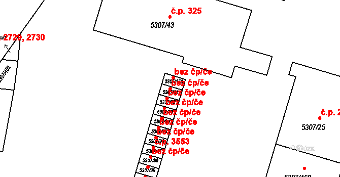 Přerov 43833187 na parcele st. 5307/31 v KÚ Přerov, Katastrální mapa