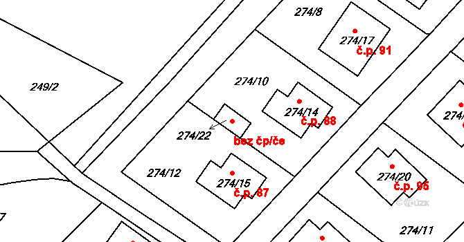 Sadov 45829187 na parcele st. 274/22 v KÚ Sadov, Katastrální mapa