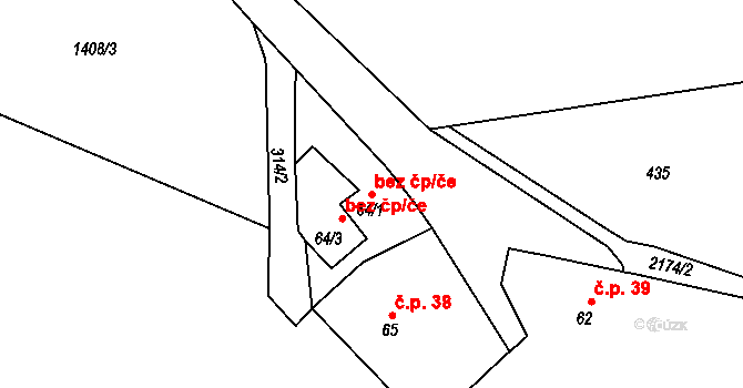 Chotěbudice 49660187 na parcele st. 64/1 v KÚ Chotěbudice, Katastrální mapa