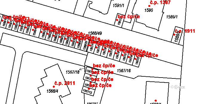 Teplice 50052187 na parcele st. 1567/8 v KÚ Teplice, Katastrální mapa
