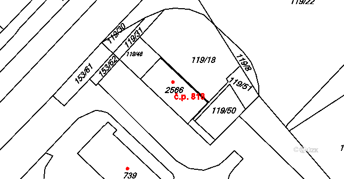 Lobeček 818, Kralupy nad Vltavou na parcele st. 2566 v KÚ Lobeček, Katastrální mapa