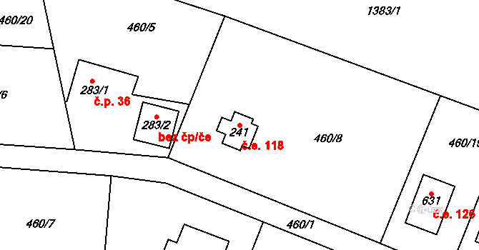 Čisovice 118 na parcele st. 241 v KÚ Čisovice, Katastrální mapa