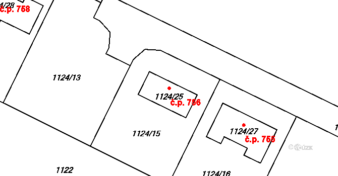Krmelín 756 na parcele st. 1124/25 v KÚ Krmelín, Katastrální mapa