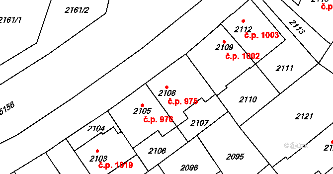 Louny 975 na parcele st. 2108 v KÚ Louny, Katastrální mapa